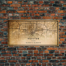 Load image into Gallery viewer, Distressed Houston map print poster canvas print, framed road map art, Texas map print poster canvas, Houston city map print poster canvas