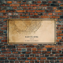 Load image into Gallery viewer, Barcelona Spain map print poster or framed canvas, Barcelona map print poster canvas, Spain city map print poster canvas, Vintage Travel Art