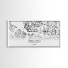 Load image into Gallery viewer, Chesapeake Street Map, Virginia Map, Map Print, Modern Art, Wall Art, Canvas Art, Gift For Friend, Teen Bedroom Décor, Rustic Mantle Décor