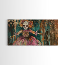 Load image into Gallery viewer, Creepy Doll Wall Art, Framed Canvas Print, Spooky Season Spooky Vibes Wall Art, Halloween Decor