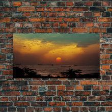 Carregar imagem no visualizador da galeria, Canvas Print, Tropical sunset over the ocean, beach art, island life, living room wall art, guest room wall art