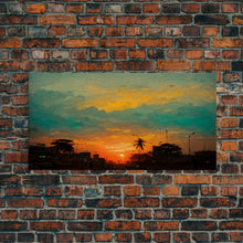 Load image into Gallery viewer, Cloudy sunset canvas print, sunset art, California Highway art, living room wall art, guest room wall art