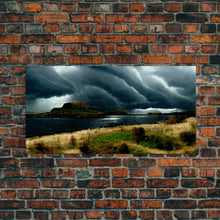 Carregar imagem no visualizador da galeria, A Thunderstorm at night over the lake, canvas print, rain storm over a lake, cool wall art, unique wall art, ready to hang canvas