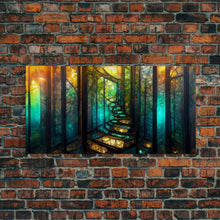 Cargar imagen en el visor de la galería, Fantasy wall art, canvas print, magical forest, fantasy landscape art, ready to hang wall art, bioluminescent glowing fantasy wall decor