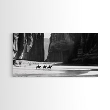 Load image into Gallery viewer, Cowboys Riding in Dusty Canyon, Striking Wall Art for Living Room or Bedroom, Framed Canvas Print, Home Decoration