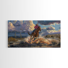 Load image into Gallery viewer, Colorful Desert Landscape with Tree Under Starry Sky, Stunning Framed Canvas Print, Living Room Art, Bedroom Decor, Southwestern Wall Art