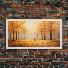 Carregar imagem no visualizador da galeria, Fall Decor Framed Canvas Print | Trees With Falling Leaves | Fall Wedding Decor | Fall Home Decor | Fall Wall Decor | Rustic Fall Decor