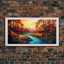 Load image into Gallery viewer, Beautiful Autumn Centerpiece Art, Framed Canvas Print, Stained Glass Style Decor, Fall Decor, Fall Art, Farmhouse Decor, Fall Home Decor