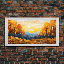 Carregar imagem no visualizador da galeria, Fall Trees, Autumn Wall Art, Abstract Nature Painting, Sunset Art, College Dorm Decor, Camper Wall Decor, Canvas Wall Art, Panoramic Art