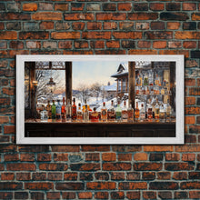 Load image into Gallery viewer, Bar Wall Decor, Winter Wall Print, Canvas Print, Wall Hanging, Panoramic Art, Home Bar Decor, Newlywed Gift, Tiny House Decor, Room Decor
