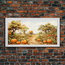 Carregar imagem no visualizador da galeria, Fall Wall Art, Pumpkin Decor, Nature Wall Art, Canvas Print, Wall Hanging, Panoramic Art, Living Room Prints, Country Home Wall Art, RV Art