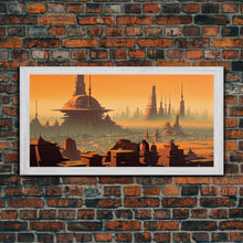 Carregar imagem no visualizador da galeria, Futuristic Alien Desert World, Scifi Art, Framed Canvas Print, Cool Wall Art