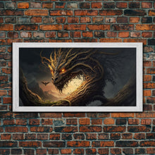 Carregar imagem no visualizador da galeria, Forest Dragon Nidhogg, Norse Mythology, Framed Canvas Print, Fantasy Dragon Art, Fantasy Decor