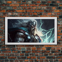 Load image into Gallery viewer, Thor God of Thunder, Framed Canvas Print, Norse Mythology Art, Fantasy Art