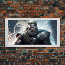 Load image into Gallery viewer, Thor Art, God of Thunder, Framed Canvas Print, Norse Mythology Art, Fantasy Art