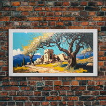 Load image into Gallery viewer, Ancient Roman Ruins, Framed Canvas Print, Old World Art, Olive Tree Amongst The Ruins, Living Room Decor