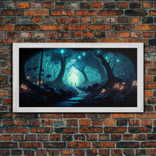 Load image into Gallery viewer, Beautiful Fantasy Art, Framed Canvas Print, Moonlit Forest Floor Fantasy Concept Art