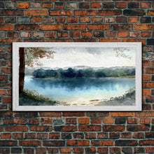 Load image into Gallery viewer, Blue Lake Art | Framed Canvas Print | Blue Lake Painting | Lake House Decor | Guest Room Landscape Painting | Wallowa Lake Painting