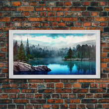 Load image into Gallery viewer, Blue Lake Art | Framed Canvas Print | Blue Lake Painting | Oregon Lake House Decor | Guest Room Landscape Painting | Trillium Lake Painting