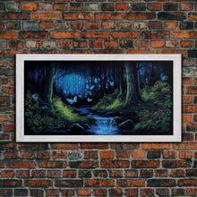 Load image into Gallery viewer, Enchanted Forest Painting, Fantasy Art, Fairy House, Fantasy, Woodland Decor, Woods, Forest, Fairy Forest with Blue Butterflies