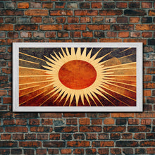 Carregar imagem no visualizador da galeria, Abstract Midcentury Modern Sunburst, Canvas Print, Art Deco Style wall art, sun with sun rays, sun burst, boho style