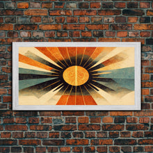 Carregar imagem no visualizador da galeria, Abstract Midcentury Modern Sunburst, Canvas Print, Art Deco Style wall art, sun with sun rays, sun burst, boho style, ready to hang
