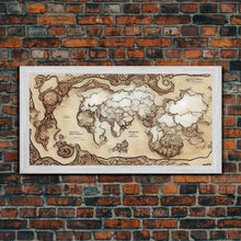 Carregar imagem no visualizador da galeria, Abstract fantasy world map, canvas print, middle earth style, wall art for nerds like me