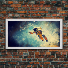 Load image into Gallery viewer, Astronaut In Space Wall Decor, Galaxy Wall Art, Outer Space Wall Art, Panoramic Wall Decor, Canvas Print, Wall Art, Framed Canvas Art
