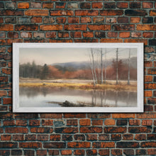 Carregar imagem no visualizador da galeria, Autumn Landscape Wall Decor, Creek Wall Art, Nature Painting Wall Decor, Panoramic Wall Decor, Canvas Print, Wall Art, Framed Canvas Art