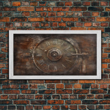 Load image into Gallery viewer, Clock Wall Decor, Steampunk Wall Art, Brown Grunge Wall Art, Panoramic Wall Decor, Canvas Print, Wall Art, Framed Canvas Art