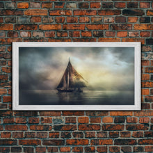 Carregar imagem no visualizador da galeria, Abstract Sailboat Wall Decor, Ocean Wall Art, Seascape, Storm Wall Decor, Panoramic Wall Decor, Canvas Print, Wall Art, Framed Canvas Art