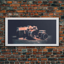 Carregar imagem no visualizador da galeria, Film Camera Wall Decor, Camera Wall Art, Retro Wall Art, Photography Art, Panoramic Wall Decor, Canvas Print, Wall Art, Framed Canvas Art