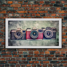 Carregar imagem no visualizador da galeria, Film Camera Wall Decor, Retro Camera Wall Art, Red Camera, Photography Art, Panoramic Wall Decor, Canvas Print, Wall Art, Framed Canvas Art