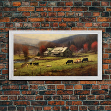 Carregar imagem no visualizador da galeria, Farm Wall Decor, Country Wall Decor, Farm Animals Wall Decor, Fall Wall Art, Panoramic Wall Decor, Canvas Print, Wall Art, Framed Canvas Art