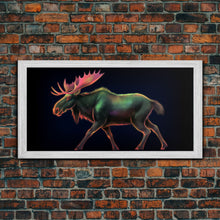 Carregar imagem no visualizador da galeria, Abstract Moose Wall Art, Animal Art Print, Nature, Minimalist Wall Art, Panoramic Wall Decor, Canvas Print, Wall Art, Framed Canvas Art