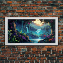 Carregar imagem no visualizador da galeria, Fantasy Forest Wall Art, Waterfalls, Forest Wall Art, Trees Wall Print, Panoramic Art, Wall Art, Canvas Art, Landscape Art, Gaming Wall Art
