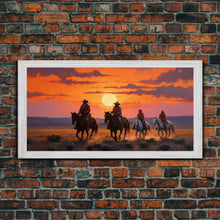 Load image into Gallery viewer, Cowboy Art, Horse Art, Western Wall Art, Panoramic Art, Wall Art, Canvas Art, Landscape Art, Western Wall Decor, First Home Gift, RV Decor