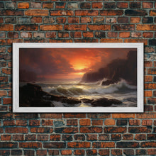 Load image into Gallery viewer, Beautiful Seascape Painting Canvas Print, Landscape Oil Painting, Minimalist Modern Art, Canvas Painting, Framed Wall Art Print