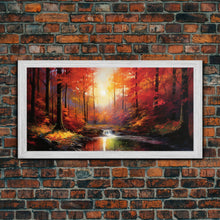 Carregar imagem no visualizador da galeria, Forest Wall Art, Autumn Art, Sunset Wall Art, Lake Art Panoramic Art, Wall Art, Canvas Art, Landscape Art, Tiny House Decor, Game Room Decor
