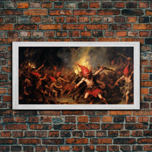 Carregar imagem no visualizador da galeria, A Scene From Hell, Demonic Art, Framed Canvas Print, Halloween Decor, Halloween Art Print, Gothic Victorian Oil Painting