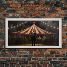 Load image into Gallery viewer, The Cursed Circus, Unique Halloween Art, Framed Canvas Print, Halloween Poster Art, Horror Prints, Victorian Oil Painting, Halloween Decor