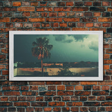Carregar imagem no visualizador da galeria, A Miami Rain Storm, Framed Canvas Print, Liminal Art, Liminal Spaces, Framed Wall Art, Game Room Decor, Dark Moody Art