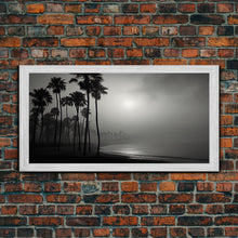 Load image into Gallery viewer, Black And White Florida Rain Storm, Framed Canvas Print, Liminal Art, Liminal Spaces, Framed Wall Art, Office Decor, Dark Moody Art