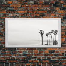 Load image into Gallery viewer, Black And White Miami Rain Storm, Framed Canvas Print, Liminal Art, Liminal Spaces, Framed Wall Art, Office Decor, Dark Moody Art