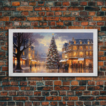 Cargar imagen en el visor de la galería, Christmas Tree In The Town Square - Winter Wonderland Canvas Print - Christmas Village - Christmas Decor - Winter Centerpiece