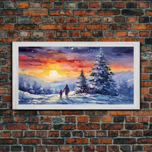 Carregar imagem no visualizador da galeria, A Christmas Day Hike - Winter Wonderland Framed Canvas Print - Christmas Decor - Christmas Oil Painting - Holiday Wall Art Painting
