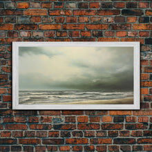 Load image into Gallery viewer, Beach Wall Art, Framed Canvas Print, Newport Beach Art, Beach House Decor, Drab and Moody / Subdued Wall Art, A Stormy Day