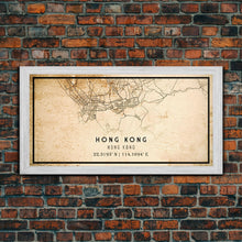 Load image into Gallery viewer, Vintage Hong Kong City Map Wall Art Canvas Print, Distressed Hong Kong Map, Framed Wall Art, Cool Hong Kong Travel Wall Art, Office Art