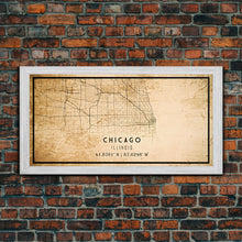 Load image into Gallery viewer, Distressed Chicago map print poster or framed canvas, Illinois road map print poster canvas, Chicago city map print poster canvas