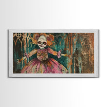 Load image into Gallery viewer, Creepy Doll Wall Art, Framed Canvas Print, Spooky Season Spooky Vibes Wall Art, Halloween Decor